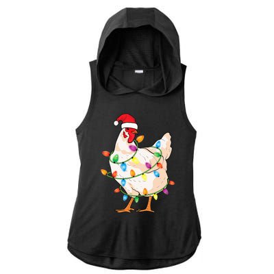 Chicken Christmas Tree With Santa Hat Farmer Funny Chicken Ladies PosiCharge Tri-Blend Wicking Draft Hoodie Tank