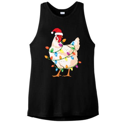 Chicken Christmas Tree With Santa Hat Farmer Funny Chicken Ladies PosiCharge Tri-Blend Wicking Tank