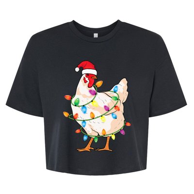 Chicken Christmas Tree With Santa Hat Farmer Funny Chicken Bella+Canvas Jersey Crop Tee