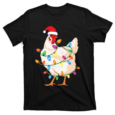 Chicken Christmas Tree With Santa Hat Farmer Funny Chicken T-Shirt