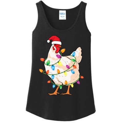 Chicken Christmas Tree With Santa Hat Farmer Funny Chicken Ladies Essential Tank