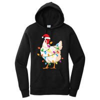 Chicken Christmas Tree With Santa Hat Farmer Funny Chicken Women's Pullover Hoodie