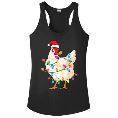 Chicken Christmas Tree With Santa Hat Farmer Funny Chicken Ladies PosiCharge Competitor Racerback Tank