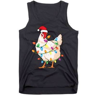 Chicken Christmas Tree With Santa Hat Farmer Funny Chicken Tank Top