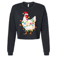 Chicken Christmas Tree With Santa Hat Farmer Funny Chicken Cropped Pullover Crew