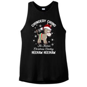 Chingedy Ching The Italian Dominick The Christmas Donkey Funny Gift Ladies PosiCharge Tri-Blend Wicking Tank