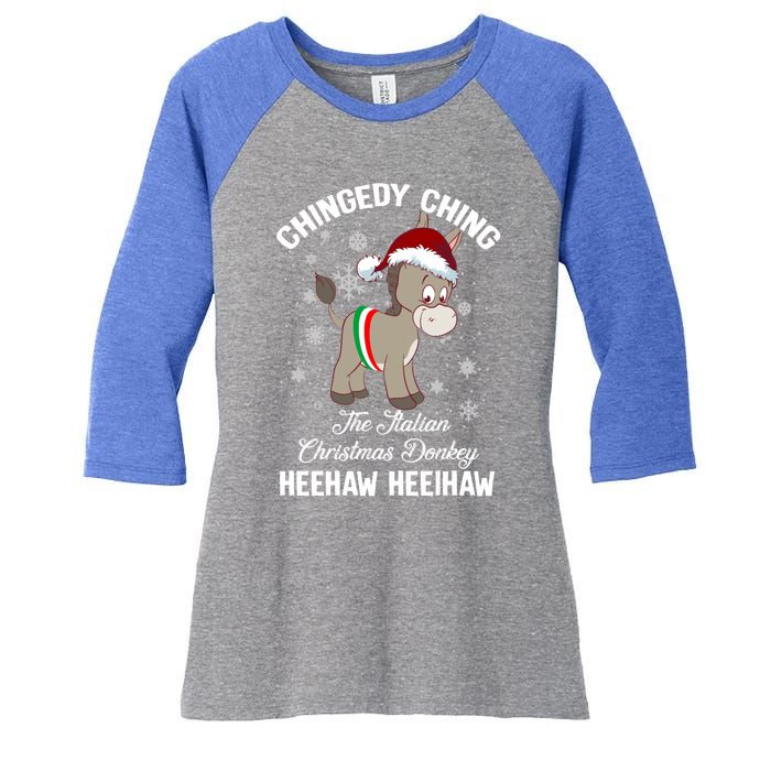 Chingedy Ching The Italian Dominick The Christmas Donkey Funny Gift Women's Tri-Blend 3/4-Sleeve Raglan Shirt