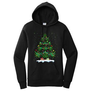 Cannabis Christmas Tree Xmas Funny Smoking Weed Marijuana Women's Pullover Hoodie