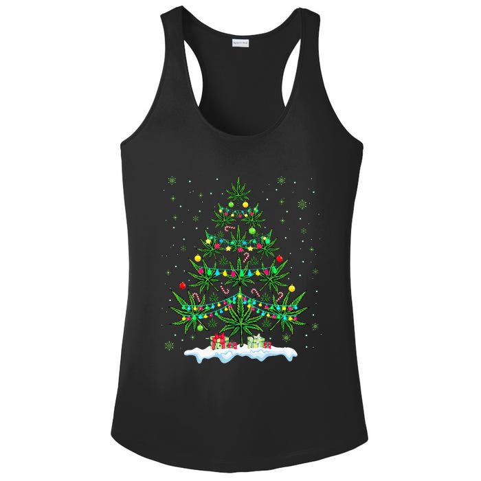 Cannabis Christmas Tree Xmas Funny Smoking Weed Marijuana Ladies PosiCharge Competitor Racerback Tank