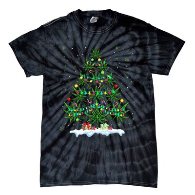 Cannabis Christmas Tree Xmas Funny Smoking Weed Marijuana Tie-Dye T-Shirt