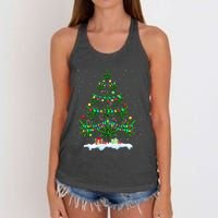 Cannabis Christmas Tree Xmas Funny Smoking Weed Marijuana Women's Knotted Racerback Tank