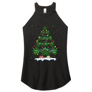 Cannabis Christmas Tree Xmas Funny Smoking Weed Marijuana Women's Perfect Tri Rocker Tank