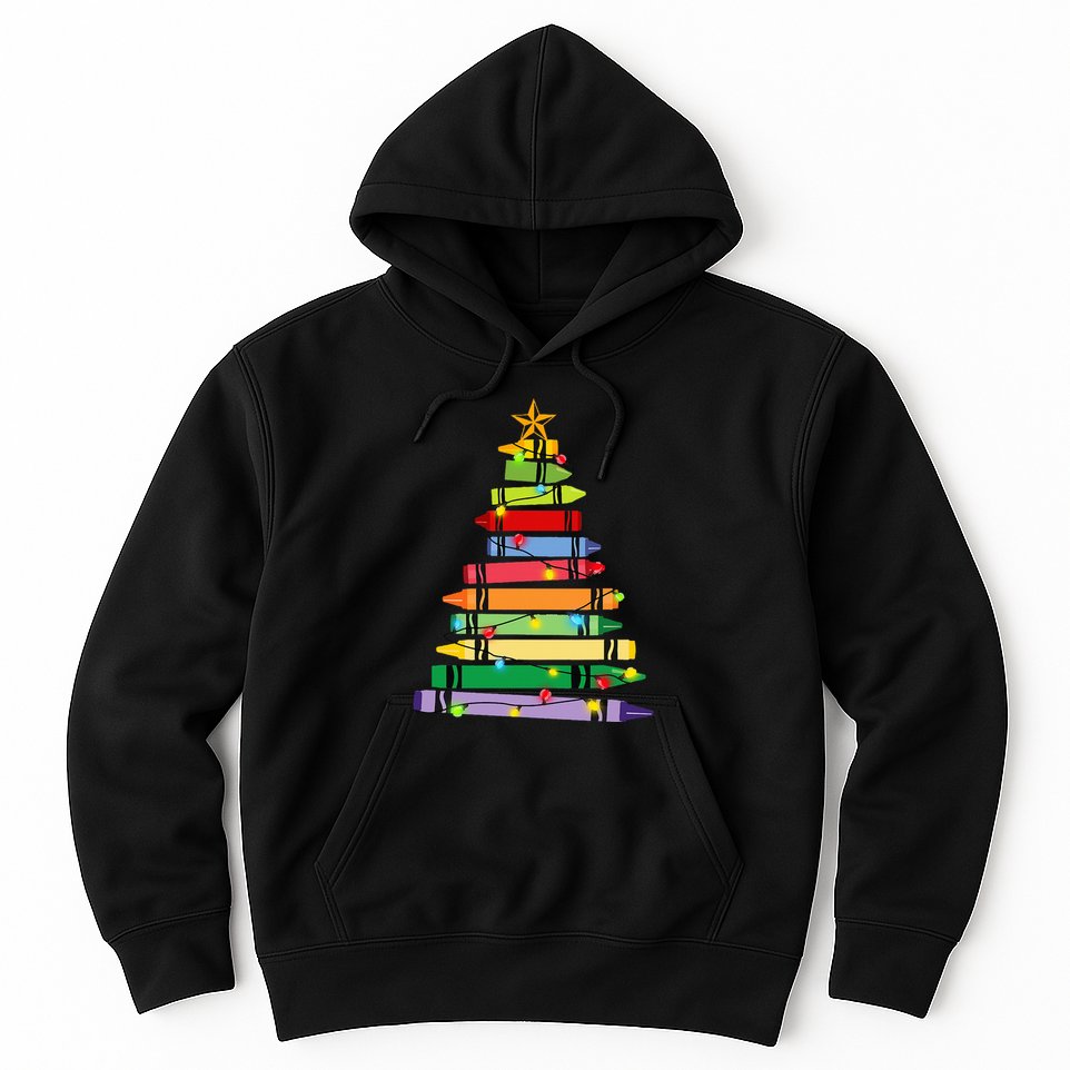 Christmas Crayon Tree Light Gifts for Teachers Hoodie