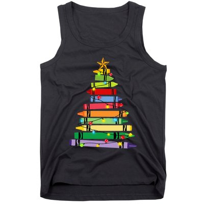 Christmas Crayon Tree Light Gifts for Teachers Tank Top