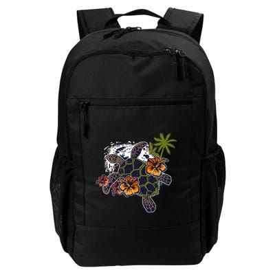 Colorful Cute Turtle Hawaiian Flowers Sea Turtle Floral Backpack