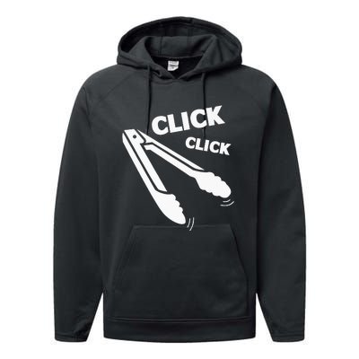 Click Click Tongs BBQ Barbecue Funny Premium Performance Fleece Hoodie