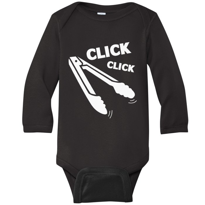 Click Click Tongs BBQ Barbecue Funny Premium Baby Long Sleeve Bodysuit