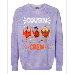 Cousin Crew Turkey Family Thanksgiving Pajamas Matching Colorblast Crewneck Sweatshirt