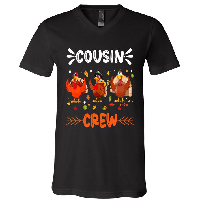 Cousin Crew Turkey Family Thanksgiving Pajamas Matching V-Neck T-Shirt