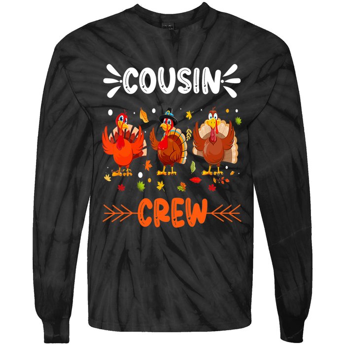 Cousin Crew Turkey Family Thanksgiving Pajamas Matching Tie-Dye Long Sleeve Shirt