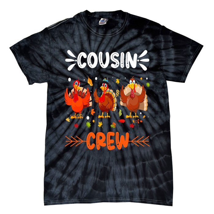 Cousin Crew Turkey Family Thanksgiving Pajamas Matching Tie-Dye T-Shirt