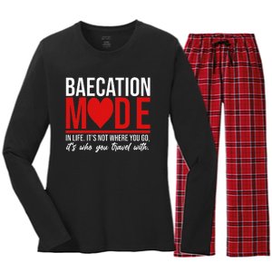 Cute Couples Trip Matching Vacation Baecation Vibes Gifts Women's Long Sleeve Flannel Pajama Set 