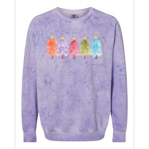 Colorful Christmas Tree Festive Holiday Colorblast Crewneck Sweatshirt