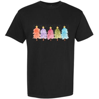 Colorful Christmas Tree Festive Holiday Garment-Dyed Heavyweight T-Shirt