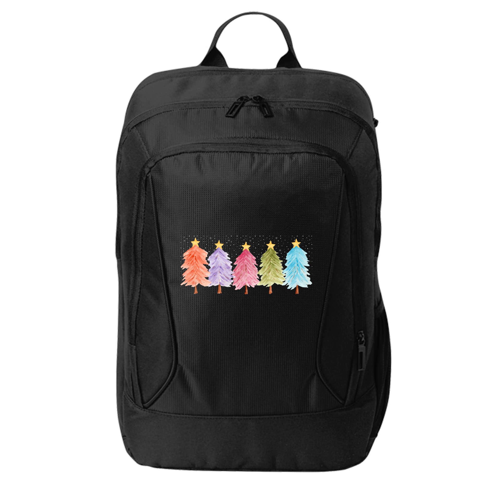 Colorful Christmas Tree Festive Holiday City Backpack