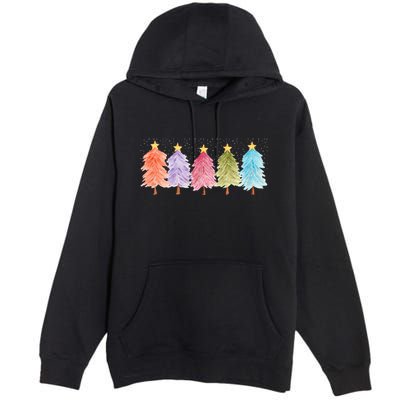Colorful Christmas Tree Festive Holiday Premium Pullover Hoodie