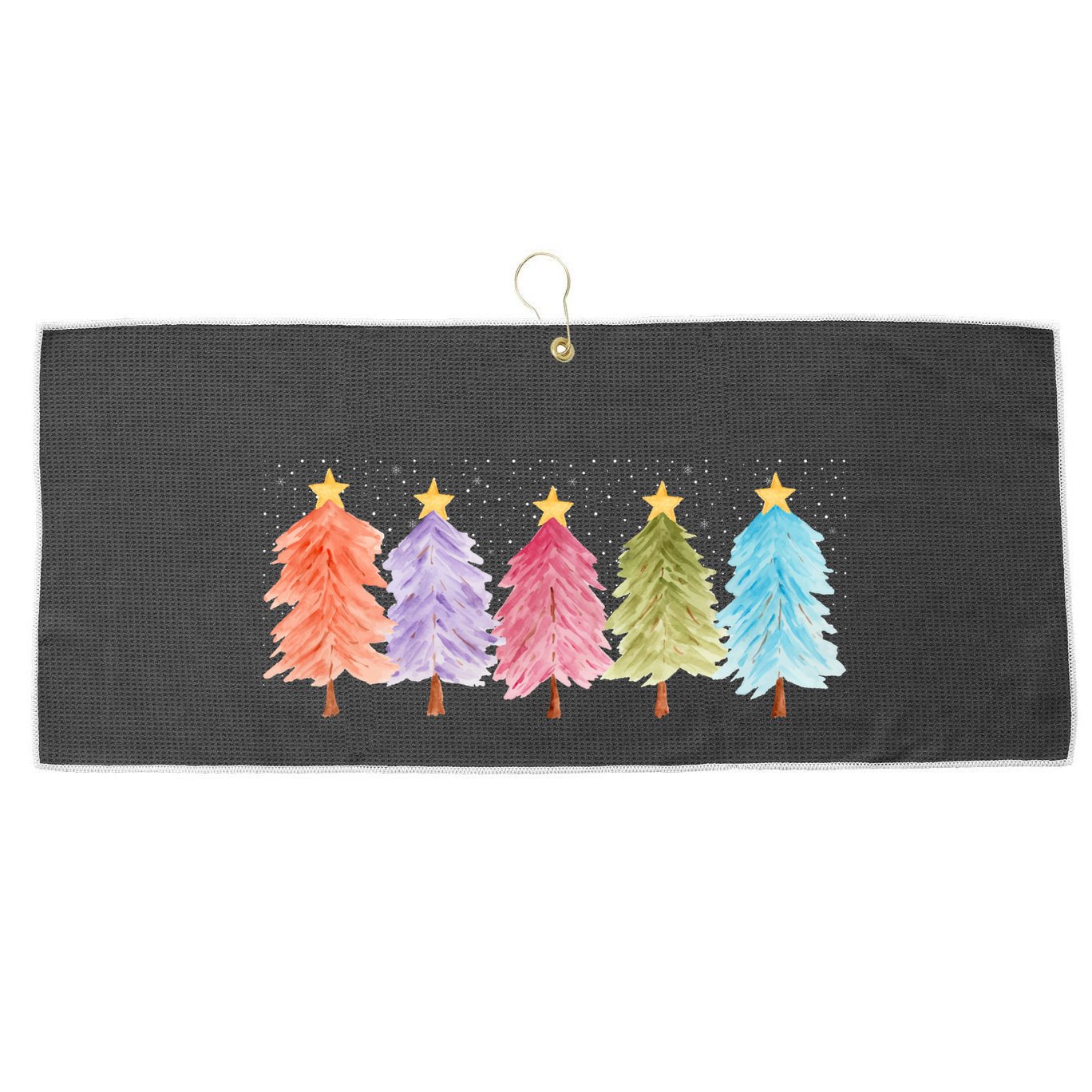 Colorful Christmas Tree Festive Holiday Large Microfiber Waffle Golf Towel