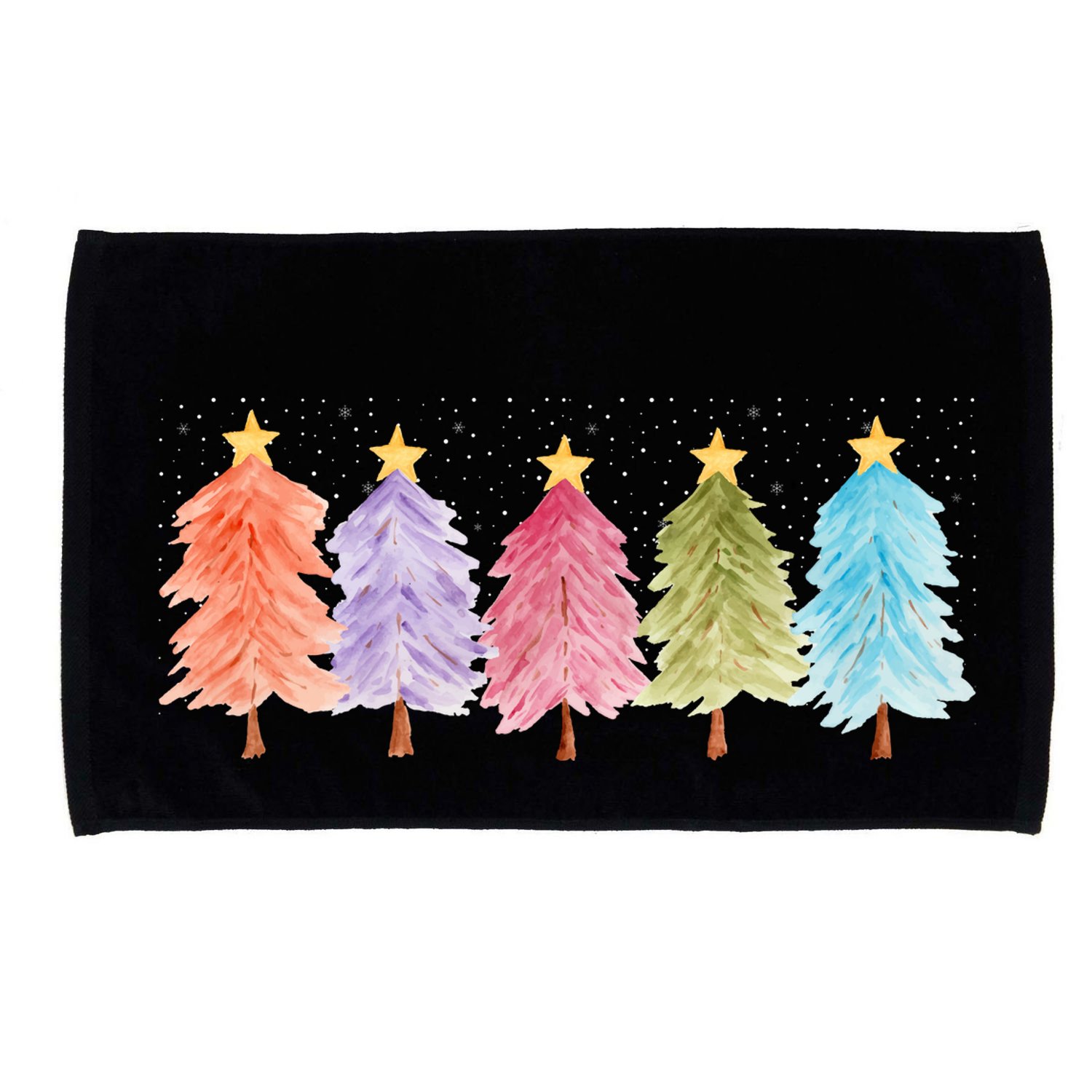 Colorful Christmas Tree Festive Holiday Microfiber Hand Towel