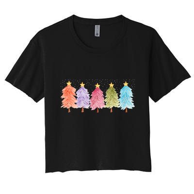 Colorful Christmas Tree Festive Holiday Crop Top
