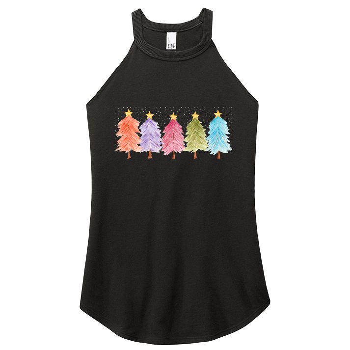 Colorful Christmas Tree Festive Holiday Women's Perfect Tri Rocker Tank