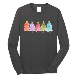 Colorful Christmas Tree Festive Holiday Long Sleeve Shirt