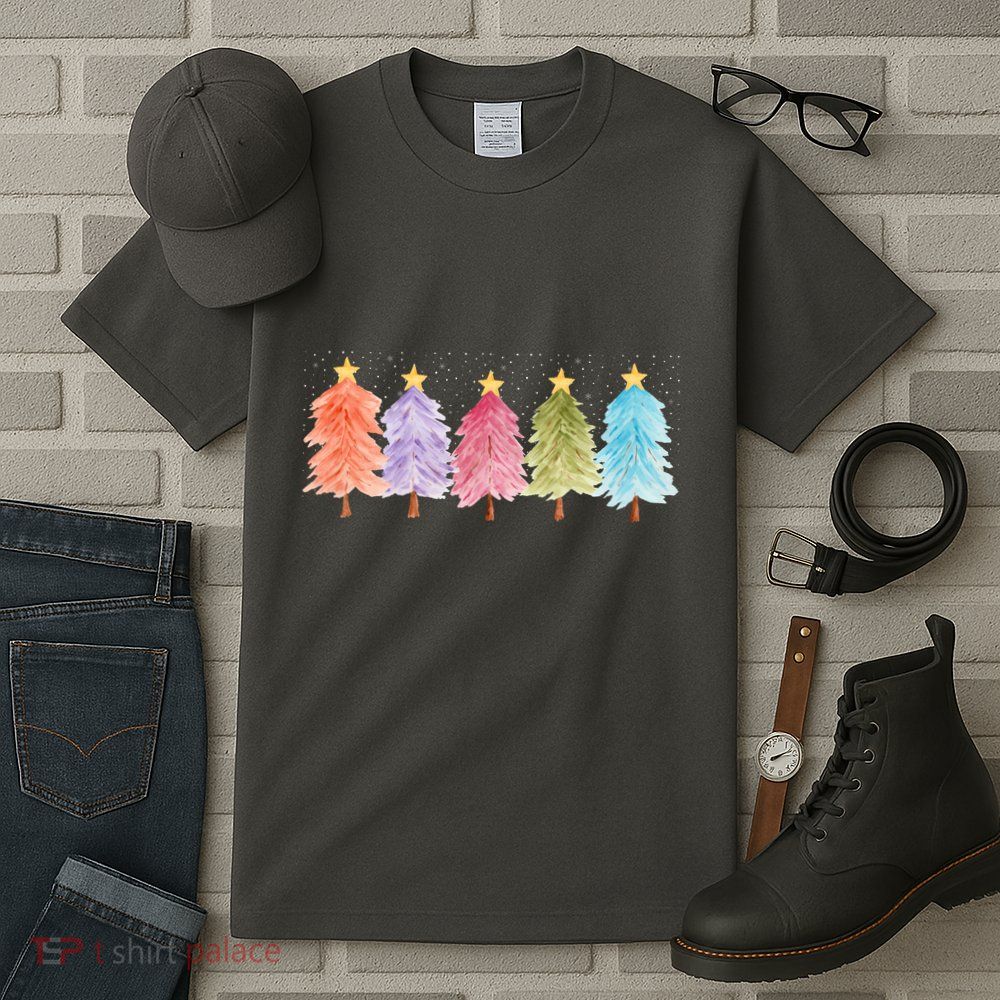 Colorful Christmas Tree Festive Holiday Tall T-Shirt