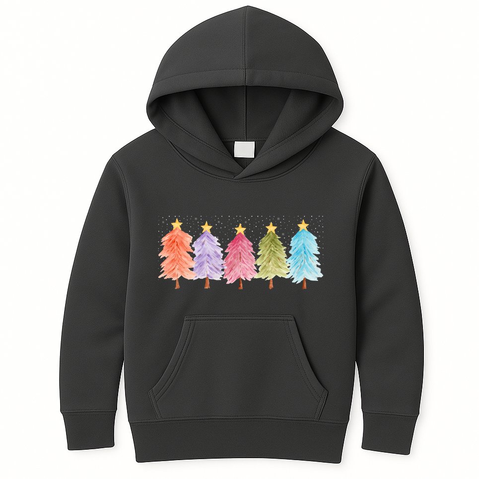 Colorful Christmas Tree Festive Holiday Kids Hoodie