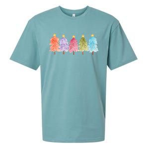 Colorful Christmas Tree Festive Holiday Sueded Cloud Jersey T-Shirt