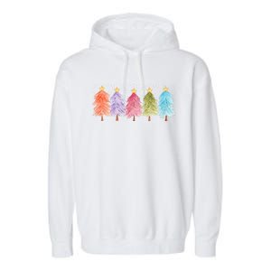 Colorful Christmas Tree Festive Holiday Garment-Dyed Fleece Hoodie