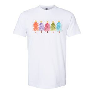 Colorful Christmas Tree Festive Holiday Softstyle CVC T-Shirt