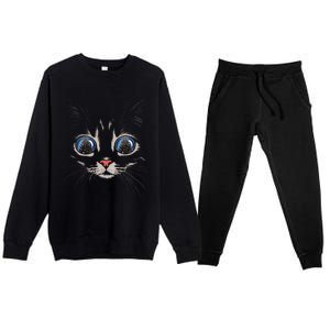 Cat Christmas Tree Reflection Premium Crewneck Sweatsuit Set