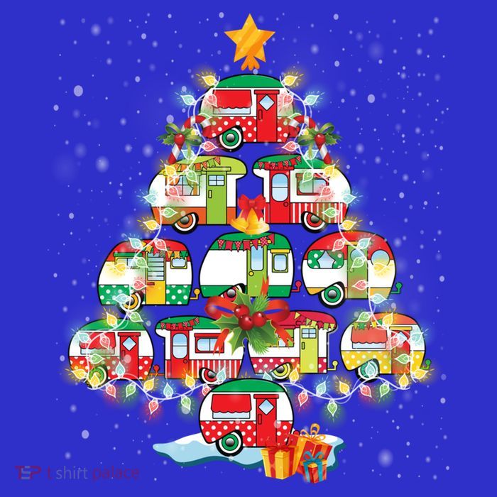 Campers Christmas Tree Xmas Lights Decorative Christmas Gift Premium T-Shirt