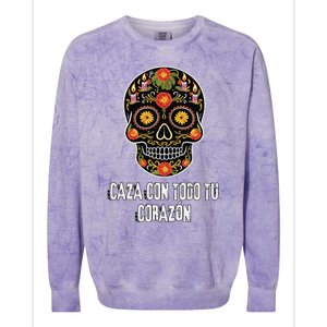 Caza Con Todu Tu Corazon Halloween Sugar Skull Colorblast Crewneck Sweatshirt