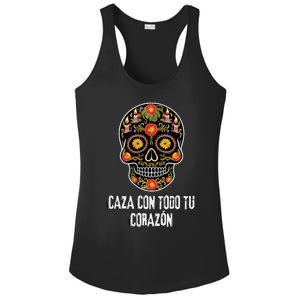 Caza Con Todu Tu Corazon Halloween Sugar Skull Ladies PosiCharge Competitor Racerback Tank