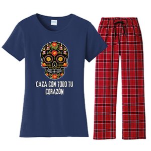 Caza Con Todu Tu Corazon Halloween Sugar Skull Women's Flannel Pajama Set