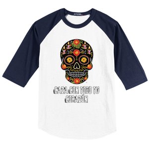 Caza Con Todu Tu Corazon Halloween Sugar Skull Baseball Sleeve Shirt