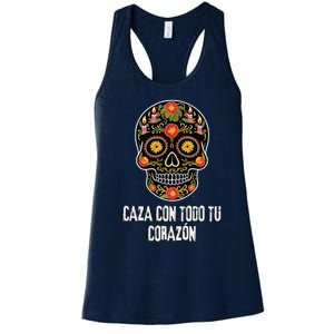 Caza Con Todu Tu Corazon Halloween Sugar Skull Women's Racerback Tank