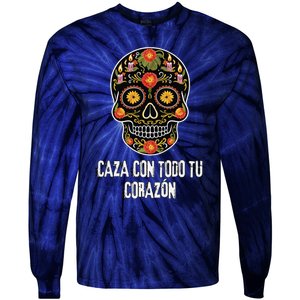 Caza Con Todu Tu Corazon Halloween Sugar Skull Tie-Dye Long Sleeve Shirt