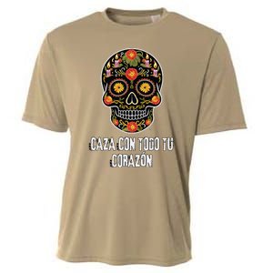 Caza Con Todu Tu Corazon Halloween Sugar Skull Cooling Performance Crew T-Shirt