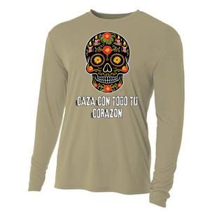 Caza Con Todu Tu Corazon Halloween Sugar Skull Cooling Performance Long Sleeve Crew